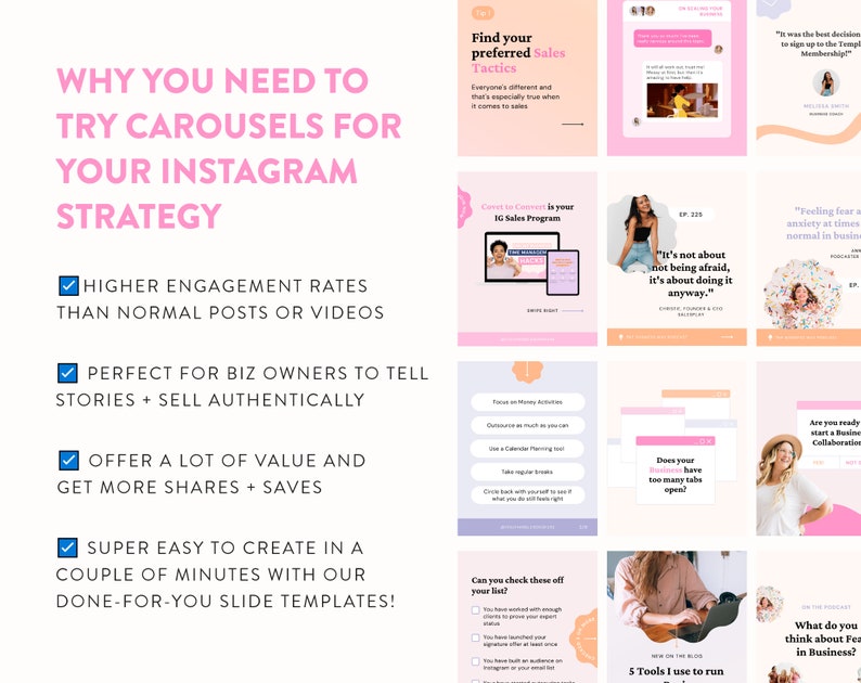 Instagram Engagement Carousel Posts Canva Seamless Carousel Post Templates Instagram Small Biz Marketing Power for Coaches & Creators image 4