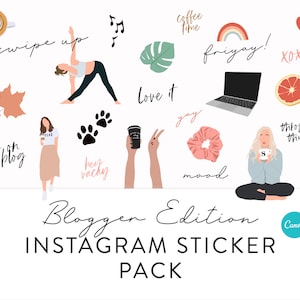 Instagram Sticker Bundle - 100+ Instagram Story Stickers - Word & Handdrawn Icons for your Instagram Stories - Calligraphy Instagram Sticker