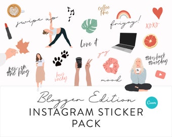 Instagram Sticker Bundle - 100+ Instagram Story Stickers - Word & Handdrawn Icons for your Instagram Stories - Calligraphy Instagram Sticker