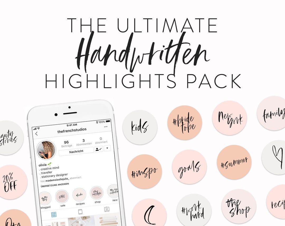 Handwritten Instagram Highlights 120 Instagram Highlight - Etsy