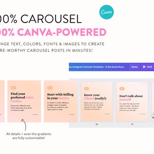 Post di carosello di coinvolgimento su Instagram Modelli di post di carosello senza soluzione di continuità di Canva Potere del marketing Instagram Small Biz per coach e creatori immagine 9