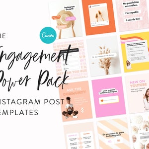 Engagement Power Instagram Templates Canva Templates for Instagram Posts & Carousels Blogger, Coach, Small Business Post Template image 1