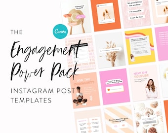 Engagement Power Instagram Templates - Canva Templates for Instagram Posts & Carousels - Blogger, Coach, Small Business Post Template