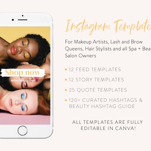 Beauty Instagram Template Kit Instagram Story Templates for Canva Instagram Posts for Hair Stylists, Makeup Artists, Brow Lash Artists image 2