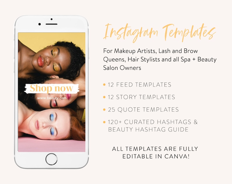 Beauty Instagram Template Kit Instagram Story Templates for Canva Instagram Posts for Hair Stylists, Makeup Artists, Brow Lash Artists image 2