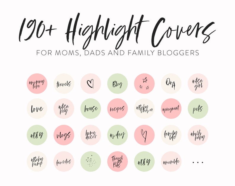 Family Instagram Highlights 190 Instagram Icons as Highlight Covers Highlights Icons for Moms and Family Bloggers Handwritten Icons image 2
