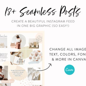 Minimal & Clean Neutrals Instagram Puzzle Feed Template Minimalist Puzzle Grid Layout for Instagram Neutrals Canva Puzzle Post Templates image 4