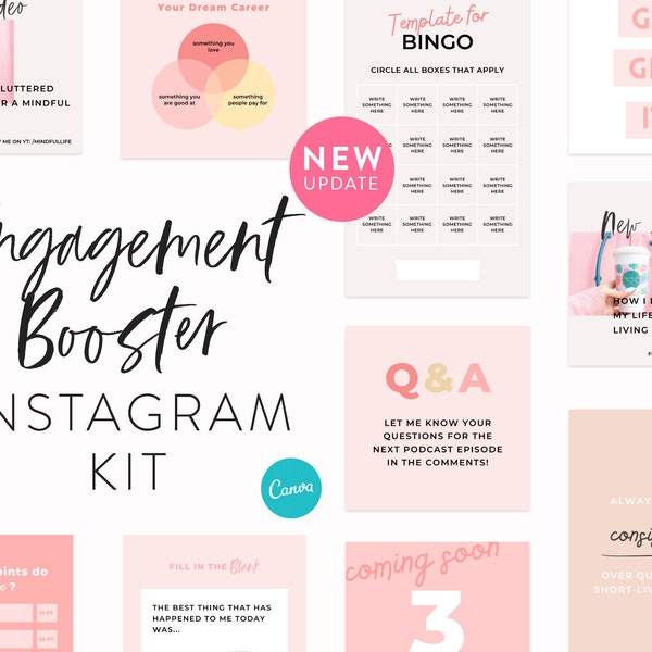 Instagram Templates for more Engagement NEW UPDATE - Instagram Stories Templates for Canva - Canva Templates for Instagram Feed & Stories