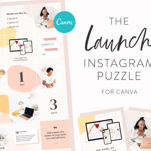 Launch Instagram Puzzle Template Instagram Puzzle Layout Canva Instagram Post Grid Templates IG for Course Creators & Business Coaches image 1