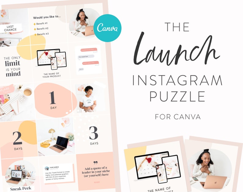 Launch Instagram Puzzle Template Instagram Puzzle Layout Canva Instagram Post Grid Templates IG for Course Creators & Business Coaches image 1