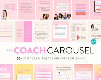 60+ Coach Carousel Post Templates for Instagram - Canva Carousel Templates for Coaches, Creators & Educators - Instagram Small Biz Marketing