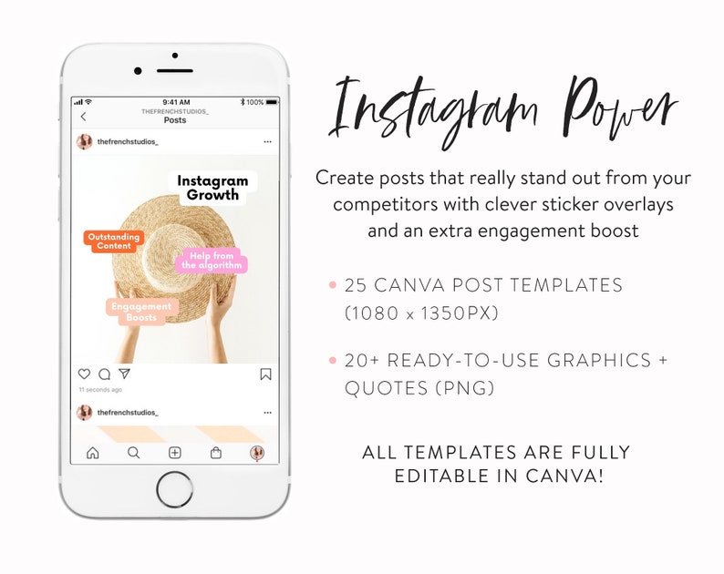 Engagement Power Instagram Templates Canva Templates for Instagram Posts & Carousels Blogger, Coach, Small Business Post Template image 2