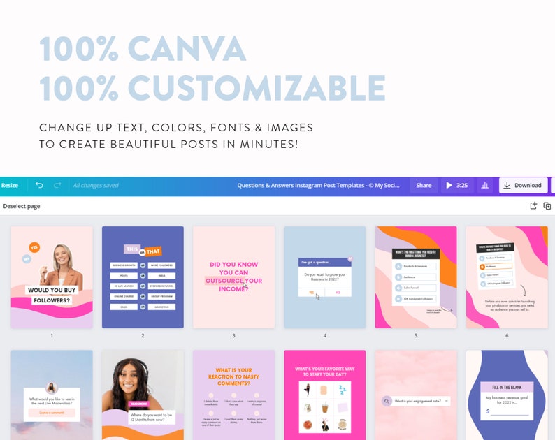 Questions and Answers Posts Pack for Instagram Canva Q&A Post Templates Engagement Accelerator for Coaches and Small Businesses on IG image 9