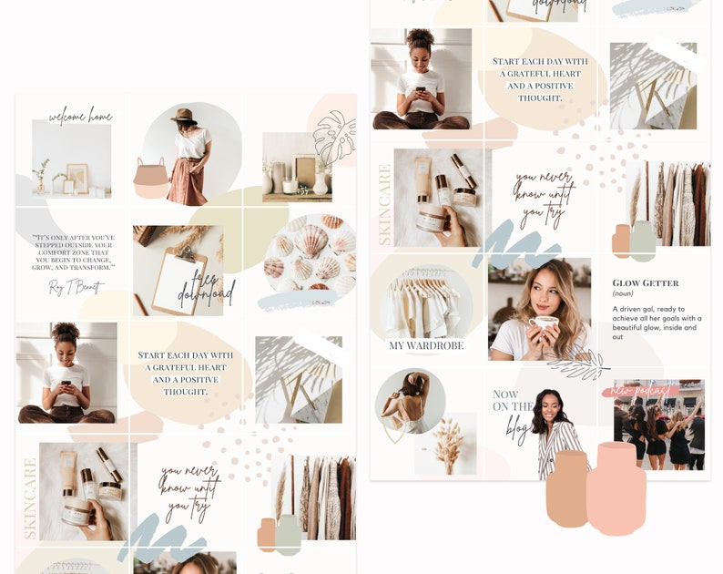 Minimal & Clean Neutrals Instagram Puzzle Feed Template Minimalist Puzzle Grid Layout for Instagram Neutrals Canva Puzzle Post Templates image 5