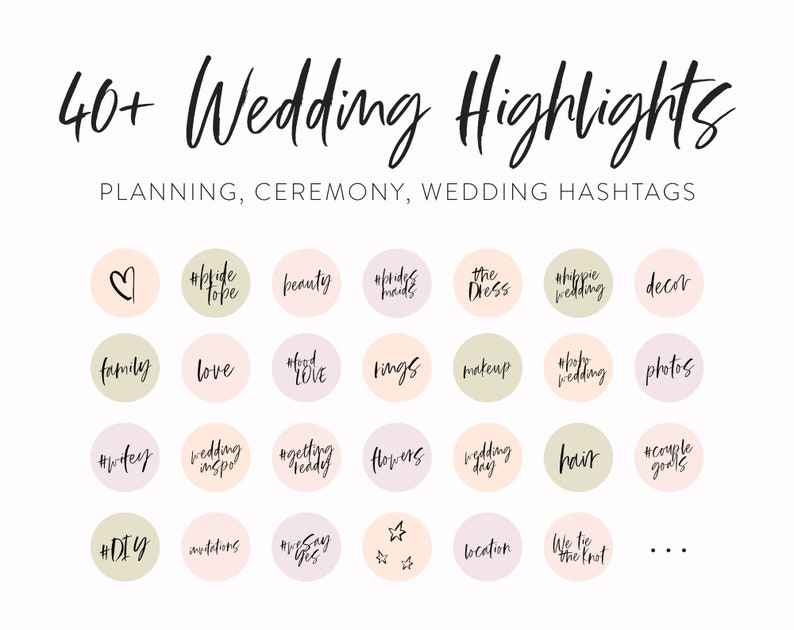 Wedding Instagram Story Highlights Calligraphy Instagram Icons Handwritten Instagram Highlight Covers Instagram Templates for Brides image 2