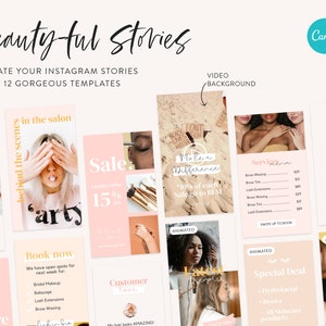 Beauty Instagram Template Kit Instagram Story Templates for Canva Instagram Posts for Hair Stylists, Makeup Artists, Brow Lash Artists image 4