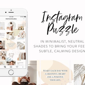 Minimal & Clean Neutrals Instagram Puzzle Feed Template Minimalist Puzzle Grid Layout for Instagram Neutrals Canva Puzzle Post Templates image 2