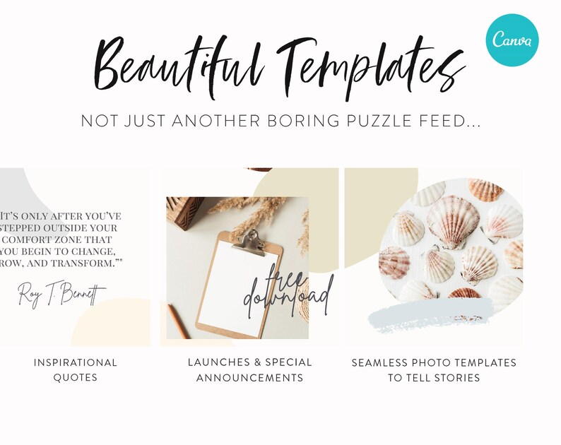 Minimal & Clean Neutrals Instagram Puzzle Feed Template Minimalist Puzzle Grid Layout for Instagram Neutrals Canva Puzzle Post Templates image 7