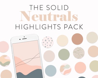 Neutral Instagram Icons Pack - 25+ Solid Instagram Highlight Icons - Color Story Highlights - Patterns and Abstract Shapes - IG Story Covers