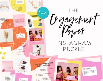 Engagement Power Instagram Puzzle - Instagram Puzzle Feed Post Template - Canva Puzzle Grid Layout Templates - Instagram Engagement Power