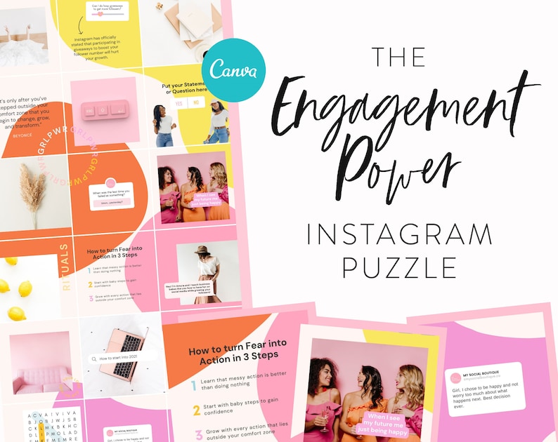 Engagement Power Instagram Puzzle Instagram Puzzle Feed Post Template Canva Puzzle Grid Layout Templates Instagram Engagement Power image 1