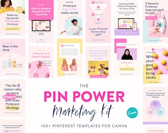 100+ Pin Power Template Kit for Pinterest - Canva Templates for Engaging Pinterest Video Pins - Marketing Pins E-commerce & Small Businesses