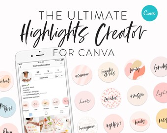 Instagram Highlight Icons Creator - Instagram Text Highlight Icons for Canva - Instagram Story Templates - Custom IG Story Highlight Covers