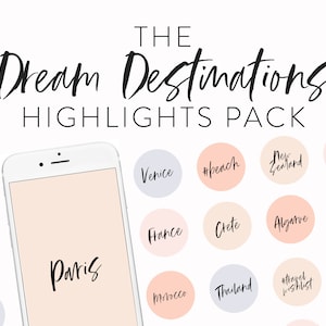 200+ Dream Destinations Instagram Covers - Instagram Highlight Icons Pack - Handwritten Instagram Story Covers - Instagram Text Highlights