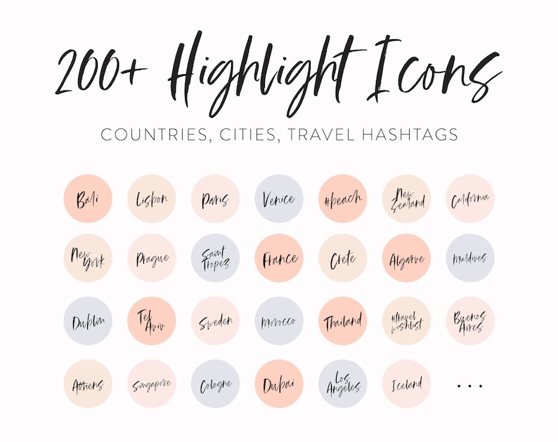 200 Dream Destinations Instagram Covers Instagram Highlight Icons Pack Handwritten Instagram Story Covers Instagram Text Highlights image 2