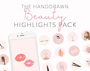 Handdrawn Beauty Highlight Icons - 30+ Instagram Icons for Makeup Artists & Beauty Salons - Instagram Story Templates - IG Story Covers