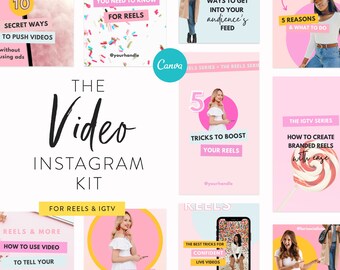 Reels & IGTV Instagram Video Kit - Canva Templates for Instagram Reels and Stories - Instagram Post Templates - Video Templates for Creators