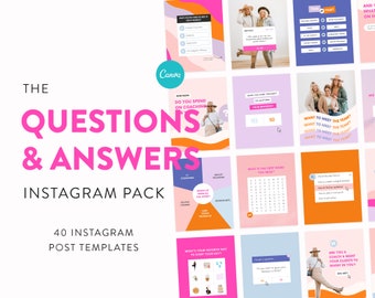 Questions and Answers Posts Pack for Instagram  - Canva Q&A Post Templates - Engagement Accelerator for Coaches and Small Businesses on IG