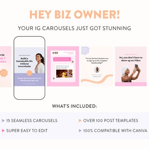 Instagram Engagement Carousel Posts Canva Seamless Carousel Post Templates Instagram Small Biz Marketing Power for Coaches & Creators image 3
