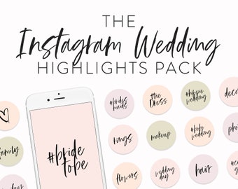 Aspectos destacados de la historia de Instagram de boda - Iconos de Instagram de caligrafía - Portadas destacadas de Instagram manuscritas - Plantillas de Instagram para novias