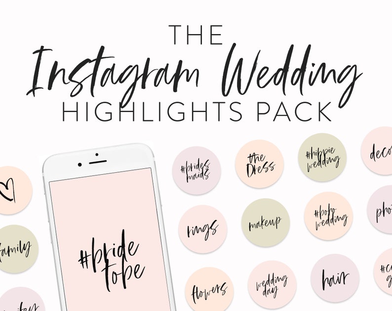 Wedding Instagram Story Highlights Calligraphy Instagram Icons Handwritten Instagram Highlight Covers Instagram Templates for Brides image 1