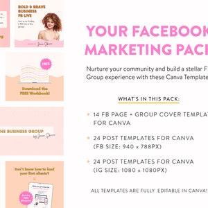 Marketing Pack for Facebook Canva Templates for Facebook Posts & Cover Banners Social Media Marketing for Small Biz and Content Creators image 3