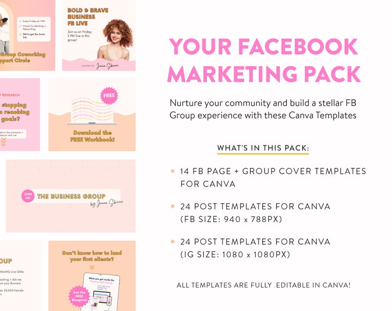 Marketing Pack for Facebook Canva Templates for Facebook Posts & Cover Banners Social Media Marketing for Small Biz and Content Creators image 3