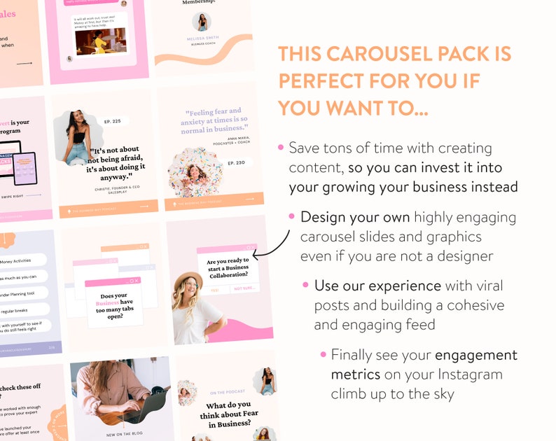 Instagram Engagement Carousel Posts Canva Seamless Carousel Post Templates Instagram Small Biz Marketing Power for Coaches & Creators image 10