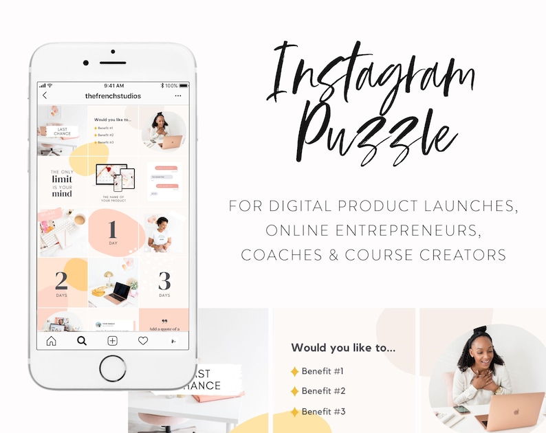 Launch Instagram Puzzle Template Instagram Puzzle Layout Canva Instagram Post Grid Templates IG for Course Creators & Business Coaches image 2