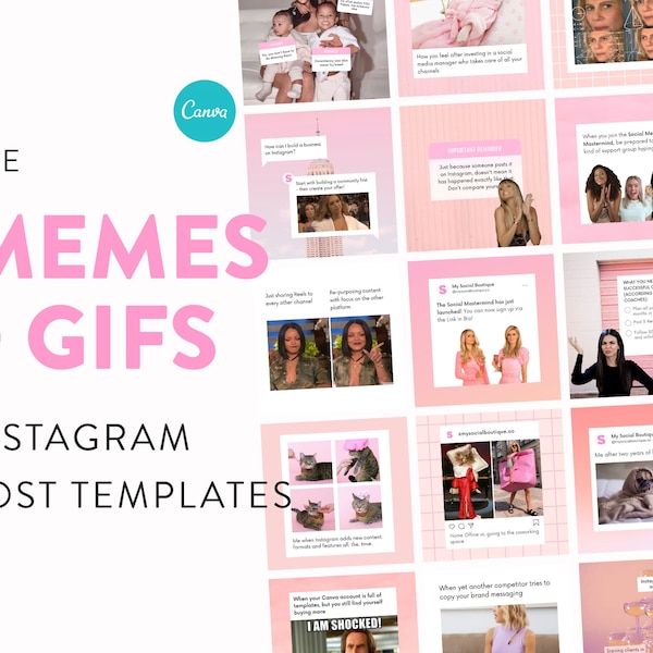 Engagement Booster Memes + Gifs for Instagram - 60 Canva Templates for Instagram Stories & Feed Posts - IG Power Booster for Small Business