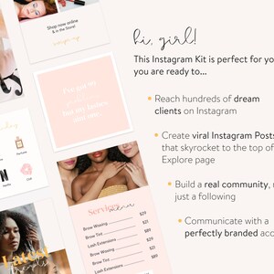 Beauty Instagram Template Kit Instagram Story Templates for Canva Instagram Posts for Hair Stylists, Makeup Artists, Brow Lash Artists image 7