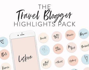 Travel Blogger Instagram Highlights - Instagram Story Highlight Covers - Typography IG Story Highlights & Highlight Icons