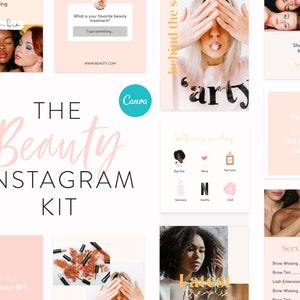 Beauty Instagram Template Kit Instagram Story Templates for Canva Instagram Posts for Hair Stylists, Makeup Artists, Brow Lash Artists image 1