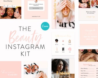 Beauty Instagram Template Kit - Instagram Story Templates for Canva - Instagram Posts for Hair Stylists, Makeup Artists, Brow + Lash Artists