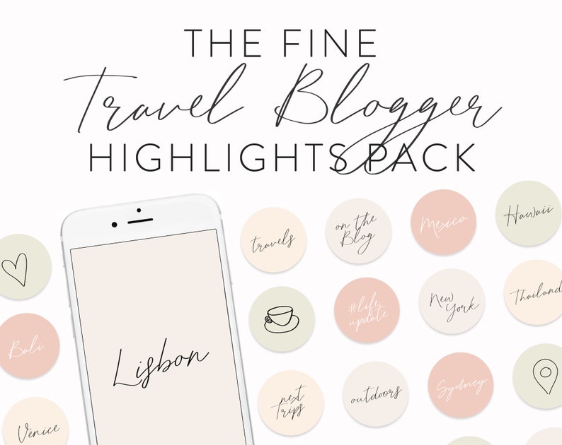 Fine Instagram Highlights for Travel Blogger Handwriting Instagram Story Text Icons Typography IG Story Highlights & Instagram Icons image 1