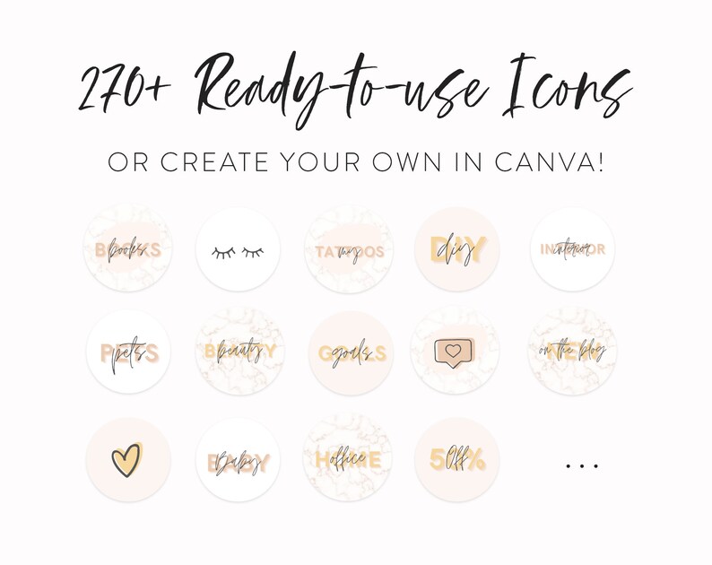 Gold Marble Instagram Highlight Icons Pack for Small Business & Bloggers Instagram Story Icons Handwriting Instagram Story Highlights image 3