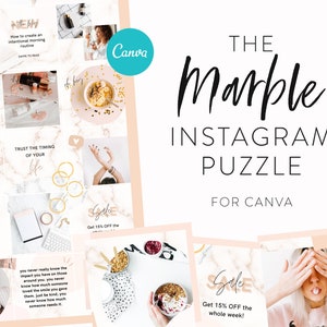 Marble Instagram Puzzle Template - Instagram Puzzle Layout - Canva Instagram Grid Post Templates - Instagram Puzzle Feed für Canva