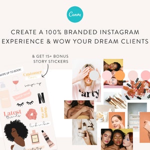 Beauty Instagram Template Kit Instagram Story Templates for Canva Instagram Posts for Hair Stylists, Makeup Artists, Brow Lash Artists image 8