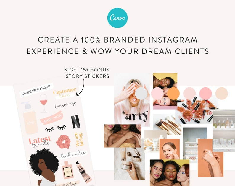 Beauty Instagram Template Kit Instagram Story Templates for Canva Instagram Posts for Hair Stylists, Makeup Artists, Brow Lash Artists image 8