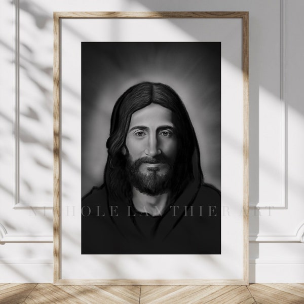 Portrait de Jésus, Art de Jésus, Art catholique, Visage du Christ, Cadeau catholique